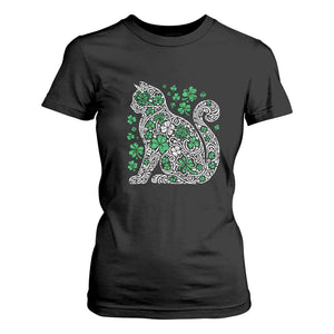 Irish Shamrock Cat Graphic T Shirt For Women Saint Patrick Day for Cat Lovers TS02 Black Print Your Wear