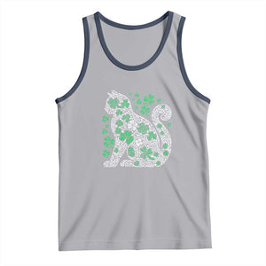 Irish Shamrock Cat Graphic Tank Top Saint Patrick Day for Cat Lovers TS02 Athletic Heather Navy Print Your Wear