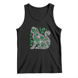 Irish Shamrock Cat Graphic Tank Top Saint Patrick Day for Cat Lovers TS02 Black Print Your Wear