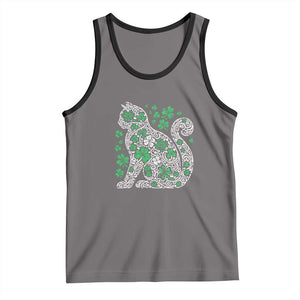 Irish Shamrock Cat Graphic Tank Top Saint Patrick Day for Cat Lovers TS02 Deep Heather Black Print Your Wear