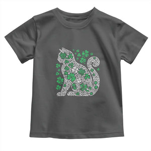 Irish Shamrock Cat Graphic Toddler T Shirt Saint Patrick Day for Cat Lovers TS02 Dark Heather Print Your Wear