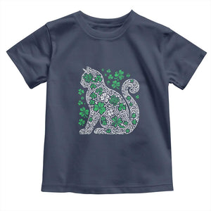 Irish Shamrock Cat Graphic Toddler T Shirt Saint Patrick Day for Cat Lovers TS02 Navy Print Your Wear