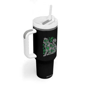 Irish Shamrock Cat Graphic Tumbler With Handle Saint Patrick Day for Cat Lovers TS02 Print Your Wear