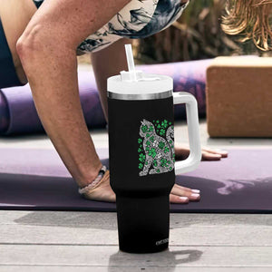Irish Shamrock Cat Graphic Tumbler With Handle Saint Patrick Day for Cat Lovers TS02 Print Your Wear