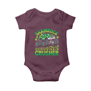 Funny Shamrock Crusher Monster Truck Baby Onesie Happy St Patricks Day Boys TS02 Maroon Print Your Wear