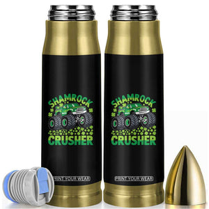 Funny Shamrock Crusher Monster Truck Bullet Tumbler Happy St Patricks Day Boys TS02 Black Print Your Wear