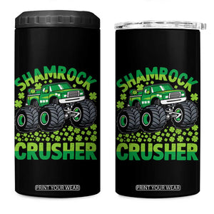 Funny Shamrock Crusher Monster Truck 4 in 1 Can Cooler Tumbler Happy St Patricks Day Boys TS02 One Size: 16 oz Black Print Your Wear
