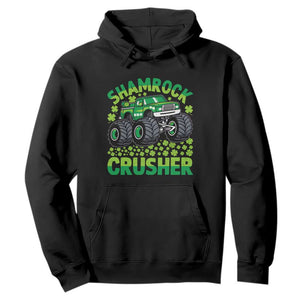 Funny Shamrock Crusher Monster Truck Hoodie Happy St Patricks Day Boys TS02 Black Print Your Wear