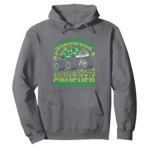 Funny Shamrock Crusher Monster Truck Hoodie Happy St Patricks Day Boys TS02 Charcoal Print Your Wear
