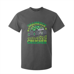 Funny Shamrock Crusher Monster Truck T Shirt For Kid Happy St Patricks Day Boys TS02 Dark Heather Print Your Wear