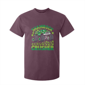 Funny Shamrock Crusher Monster Truck T Shirt For Kid Happy St Patricks Day Boys TS02 Maroon Print Your Wear