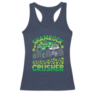 Funny Shamrock Crusher Monster Truck Racerback Tank Top Happy St Patricks Day Boys TS02 Navy Print Your Wear