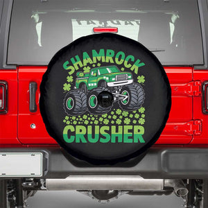 Funny Shamrock Crusher Monster Truck Spare Tire Cover Happy St Patricks Day Boys TS02 Black Print Your Wear