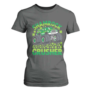 Funny Shamrock Crusher Monster Truck T Shirt For Women Happy St Patricks Day Boys TS02 Dark Heather Print Your Wear