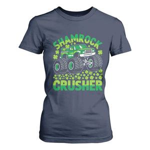 Funny Shamrock Crusher Monster Truck T Shirt For Women Happy St Patricks Day Boys TS02 Navy Print Your Wear