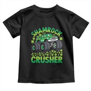 Funny Shamrock Crusher Monster Truck Toddler T Shirt Happy St Patricks Day Boys TS02 Black Print Your Wear