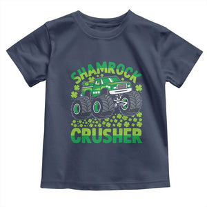 Funny Shamrock Crusher Monster Truck Toddler T Shirt Happy St Patricks Day Boys TS02 Navy Print Your Wear