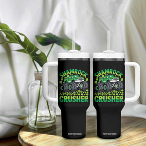 Funny Shamrock Crusher Monster Truck Tumbler With Handle Happy St Patricks Day Boys TS02 Print Your Wear