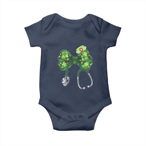Shamrock Coquette Bow Stethoscope Baby Onesie Registered Nurse Nursing St Patricks Day TS02 Navy Print Your Wear
