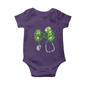 Shamrock Coquette Bow Stethoscope Baby Onesie Registered Nurse Nursing St Patricks Day TS02 Purple Print Your Wear