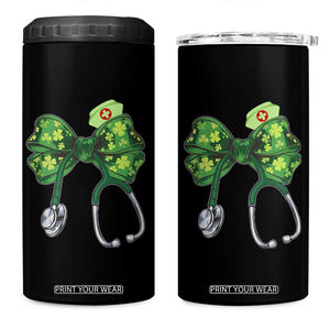 Shamrock Coquette Bow Stethoscope 4 in 1 Can Cooler Tumbler Registered Nurse Nursing St Patricks Day TS02 One Size: 16 oz Black Print Your Wear