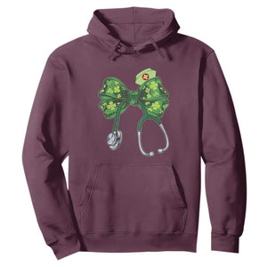 Shamrock Coquette Bow Stethoscope Hoodie Registered Nurse Nursing St Patricks Day TS02 Maroon Print Your Wear