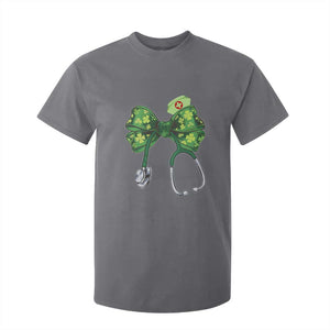 Shamrock Coquette Bow Stethoscope T Shirt For Kid Registered Nurse Nursing St Patricks Day TS02 Charcoal Print Your Wear
