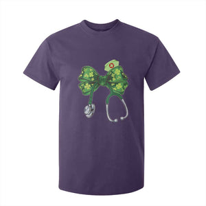 Shamrock Coquette Bow Stethoscope T Shirt For Kid Registered Nurse Nursing St Patricks Day TS02 Purple Print Your Wear