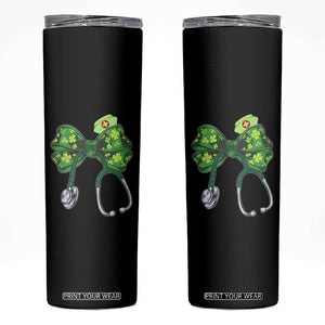Shamrock Coquette Bow Stethoscope Skinny Tumbler Registered Nurse Nursing St Patricks Day TS02 Black Print Your Wear