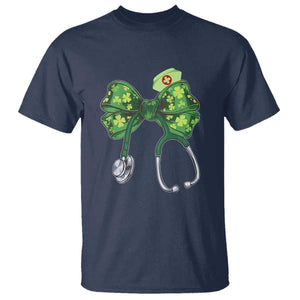 Shamrock Coquette Bow Stethoscope T Shirt Registered Nurse Nursing St Patricks Day TS02 Navy Print Your Wear