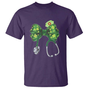 Shamrock Coquette Bow Stethoscope T Shirt Registered Nurse Nursing St Patricks Day TS02 Purple Print Your Wear