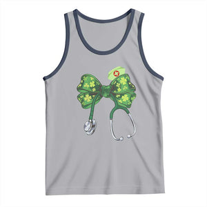 Shamrock Coquette Bow Stethoscope Tank Top Registered Nurse Nursing St Patricks Day TS02 Athletic Heather Navy Print Your Wear