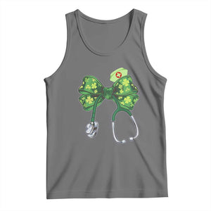 Shamrock Coquette Bow Stethoscope Tank Top Registered Nurse Nursing St Patricks Day TS02 Black Heather Print Your Wear
