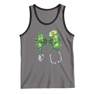 Shamrock Coquette Bow Stethoscope Tank Top Registered Nurse Nursing St Patricks Day TS02 Deep Heather Black Print Your Wear