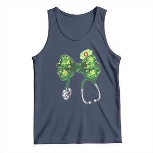 Shamrock Coquette Bow Stethoscope Tank Top Registered Nurse Nursing St Patricks Day TS02 Navy Print Your Wear
