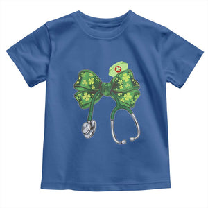 Shamrock Coquette Bow Stethoscope Toddler T Shirt Registered Nurse Nursing St Patricks Day TS02 Royal Blue Print Your Wear