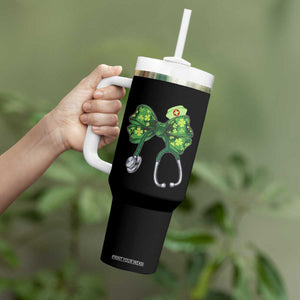 Shamrock Coquette Bow Stethoscope Tumbler With Handle Registered Nurse Nursing St Patricks Day TS02 Print Your Wear