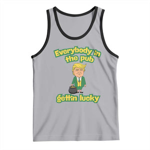 Funny St Patrick's Day Trump Tank Top Everybody in Pub Gettin Lucky TS02 Athletic Heather Black Print Your Wear
