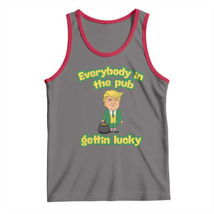 Funny St Patrick's Day Trump Tank Top Everybody in Pub Gettin Lucky TS02 Deep Heather Red Print Your Wear