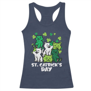 Cute St Catricks Day Racerback Tank Top St Patricks Cats Saint Pattys Cat Lover TS02 Navy Print Your Wear