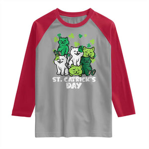 Cute St Catricks Day Raglan Shirt St Patricks Cats Saint Pattys Cat Lover TS02 Sport Gray Red Print Your Wear