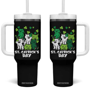 Cute St Catricks Day Tumbler With Handle St Patricks Cats Saint Pattys Cat Lover TS02 One Size: 40 oz Black Print Your Wear