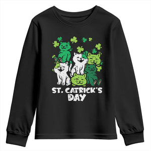 Cute St Catricks Day Youth Sweatshirt St Patricks Cats Saint Pattys Cat Lover TS02 Black Print Your Wear