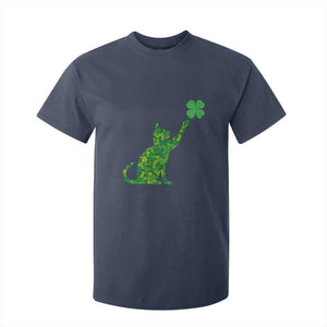 St Patricks Day Shamrock Cat T Shirt For Kid Saint Pattys Cats Lover TS02 Navy Print Your Wear