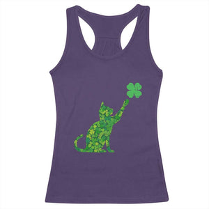 St Patricks Day Shamrock Cat Racerback Tank Top Saint Pattys Cats Lover TS02 Purple Print Your Wear