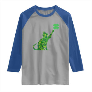 St Patricks Day Shamrock Cat Raglan Shirt Saint Pattys Cats Lover TS02 Sport Gray Royal Print Your Wear