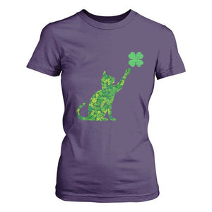 St Patricks Day Shamrock Cat T Shirt For Women Saint Pattys Cats Lover TS02 Purple Print Your Wear