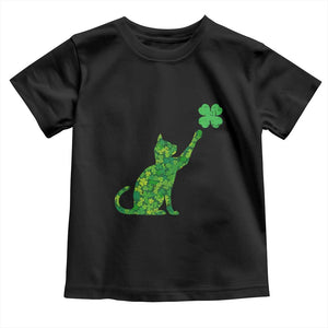 St Patricks Day Shamrock Cat Toddler T Shirt Saint Pattys Cats Lover TS02 Black Print Your Wear