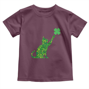 St Patricks Day Shamrock Cat Toddler T Shirt Saint Pattys Cats Lover TS02 Maroon Print Your Wear