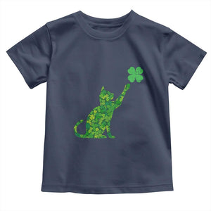 St Patricks Day Shamrock Cat Toddler T Shirt Saint Pattys Cats Lover TS02 Navy Print Your Wear